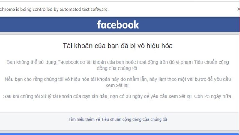 tại sao tài khoản facebook bị vô hiệu hóa