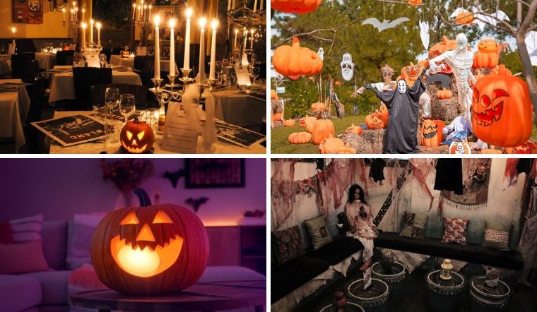 Sử dụng đèn để trang trí Halloween cho quán cafe