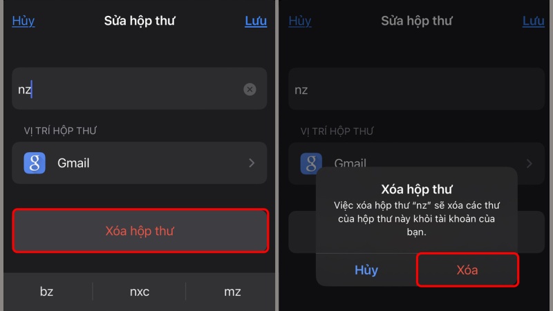 Xóa thư mục mail trong Gmail trên iPhone 2