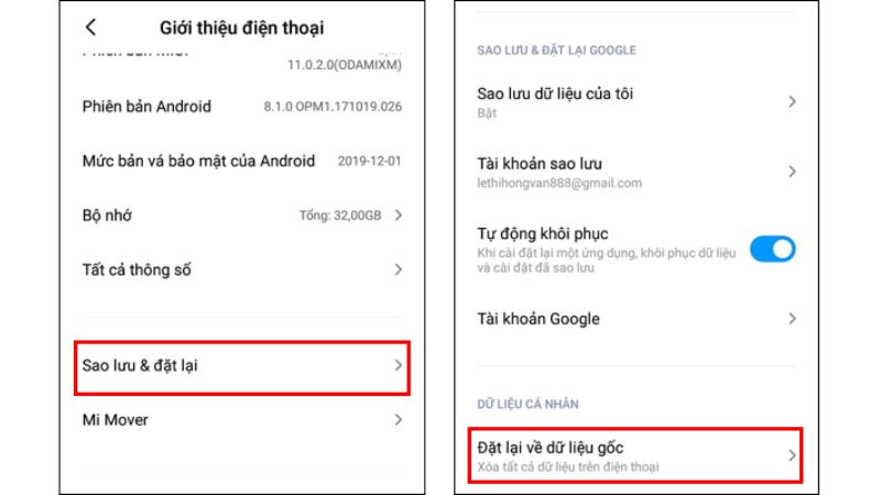 cach chay lai phan mem dien thoai redmi