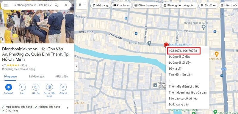 Cách lấy tọa độ trên Google Maps