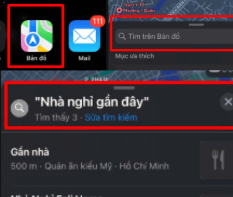 Cách tìm nhà nghỉ gần đây trên map iPhone