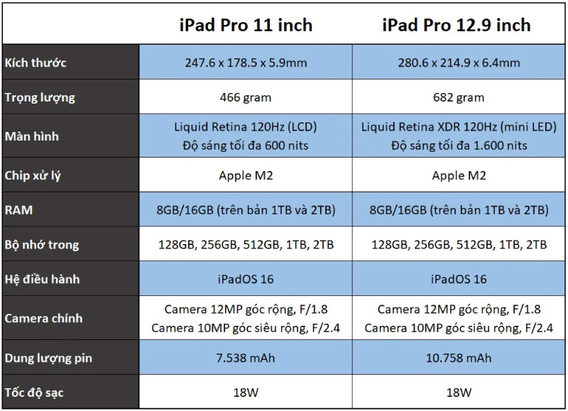 iPad Pro M2 11 inch và 12.9
