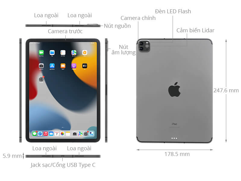 Thiết bị iPad Pro M1 11 inch WiFi di động (2021)