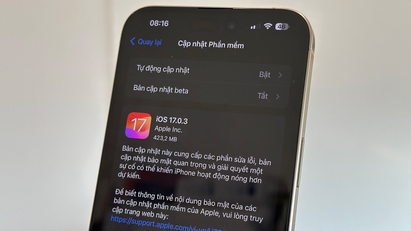 Cập nhật lên iOS mới nhất