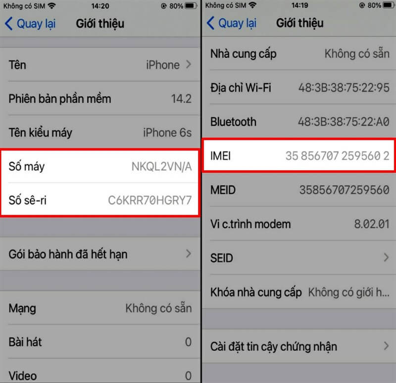 Cách kiểm tra số máy iPhone chính hãng qua thông tin máy