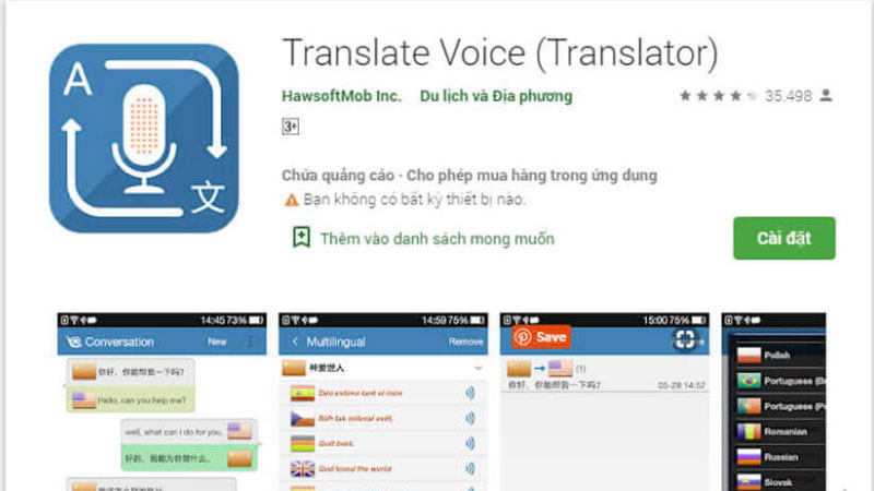 phần mềm dịch giọng nói trực tiếp trên điện thoại