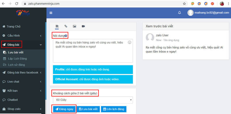 cách đăng bài trên Zalo máy tính