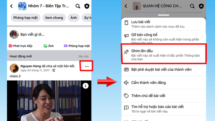 Cách ghim bài viết trên nhóm Facebook