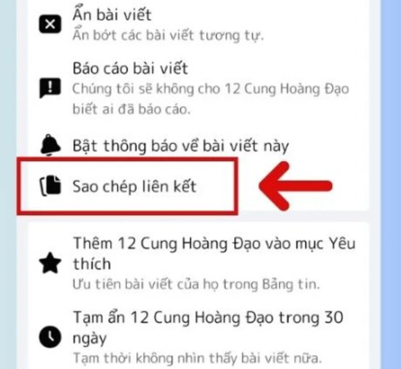 cách lấy link bài viết fb trên android