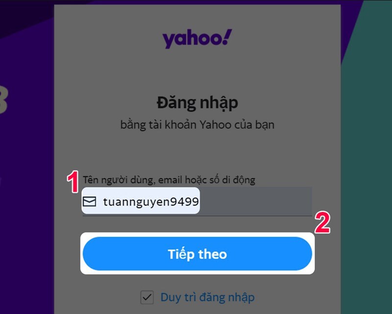 lấy lại mật khẩu Yahoo không cần số điện thoại