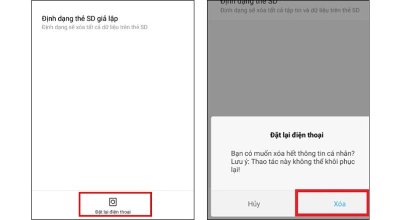 Reset máy Redmi bằng cài đặt