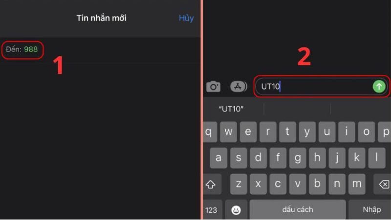 sử dụng cú pháp UT gửi 988