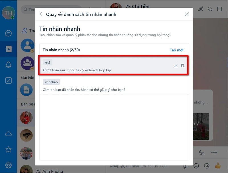 Cài tin nhắn tự động Zalo