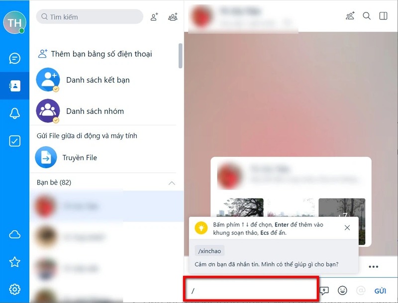 Cài tin nhắn tự động Zalo
