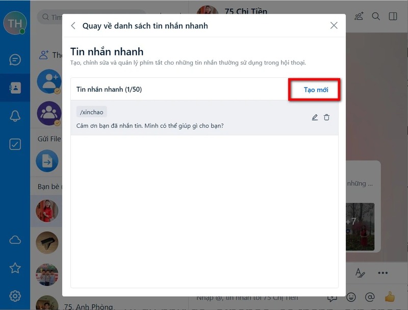 Cài tin nhắn tự động Zalo