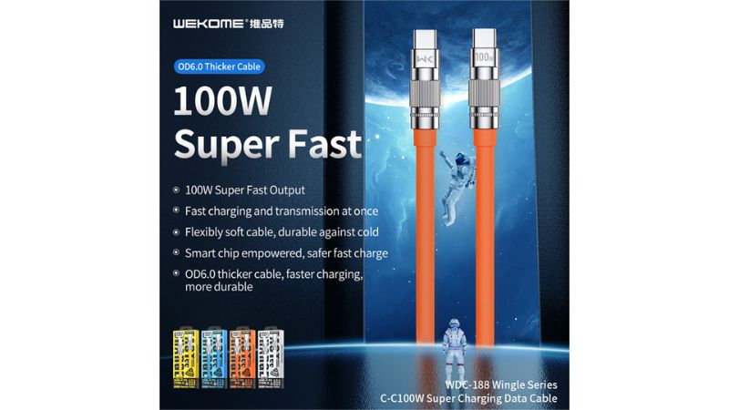 Cáp Sạc Nhanh WEKOME C To C Nhựa TPE 100W