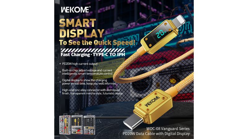 Cáp Sạc Nhanh WEKOME C To Lightning Digital Display PD 20W