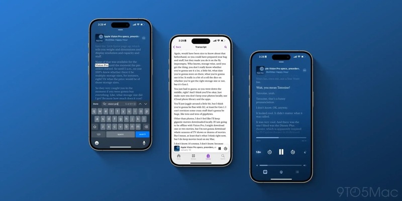 Bản ghi trong Apple Podcasts
