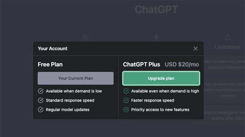 mức giá chatgpt plus