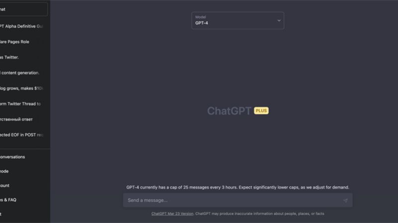 giao diện chatgpt plus