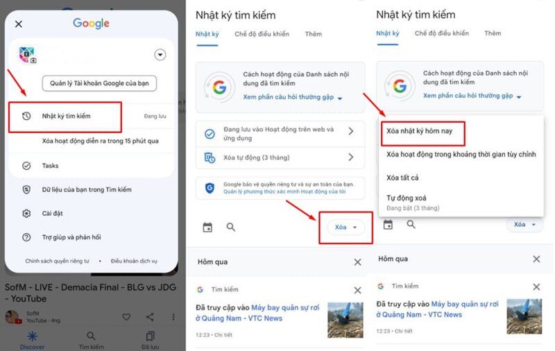 Cách xoá lịch sử tìm kiếm Google