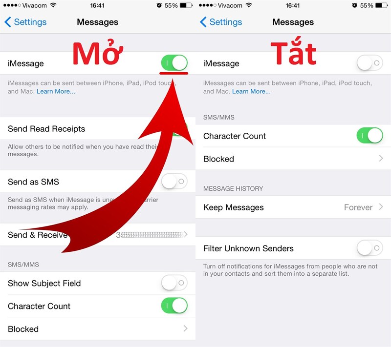 iMessage không nhận số điện thoại