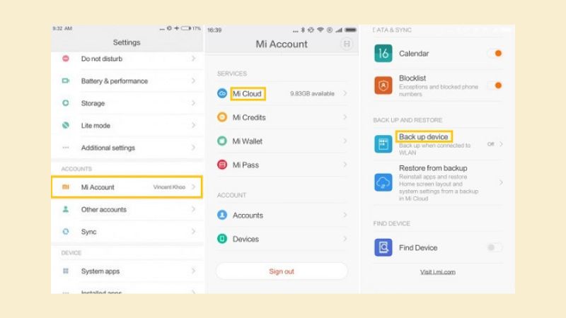 Sao lưu dữ liệu trong bộ nhớ máy Xiaomi