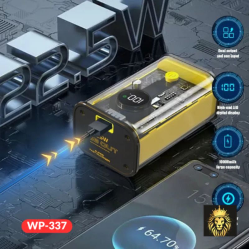 Sạc dự phòng Wekome WP-337 với thiết kế trong suốt cùng với dung lượng lên đến 20.000 mAh