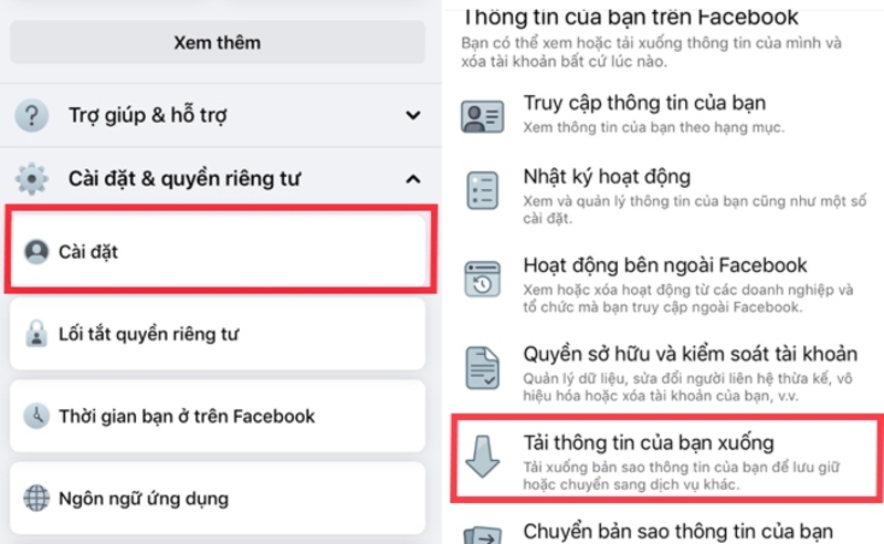 sao lưu tin nhắn Messenger