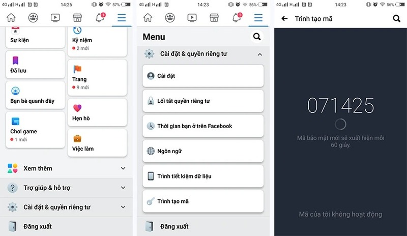 trình tạo mã trên facebook