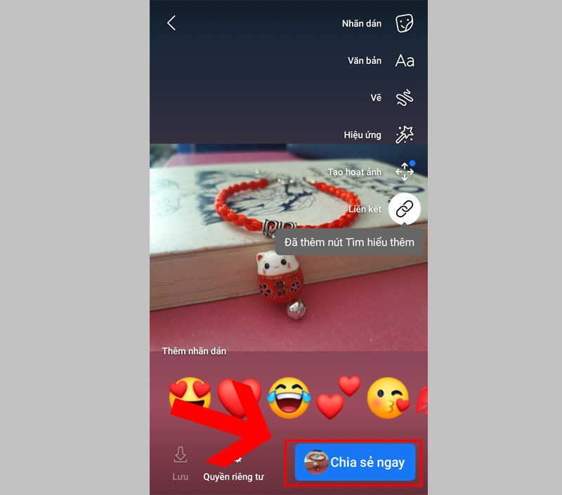 cách gắn link trên story facebook