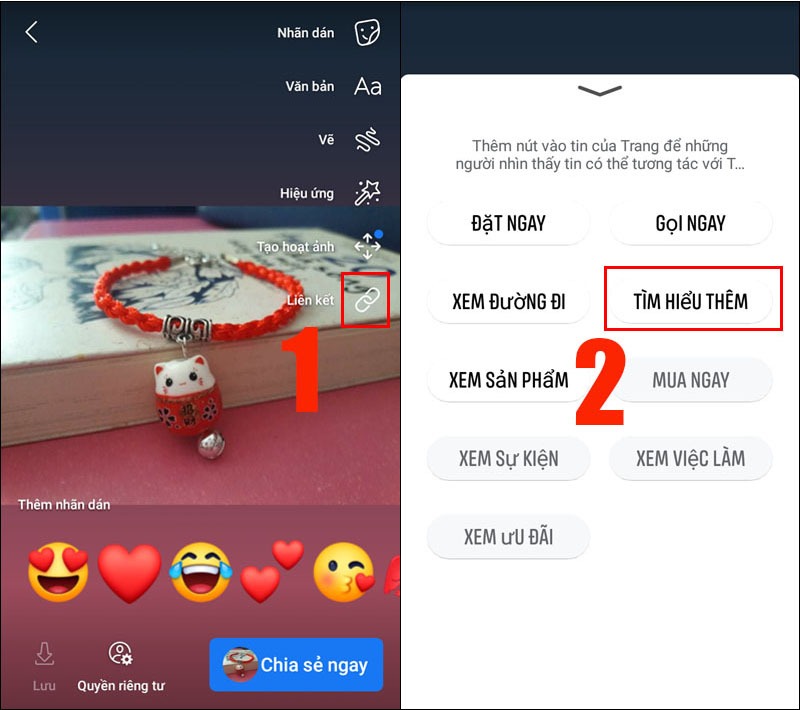 cách gắn link trên story facebook