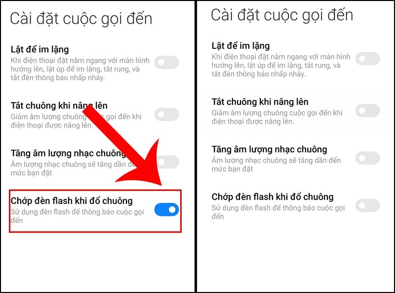 Bật flash khi có điện thoại iPhone
