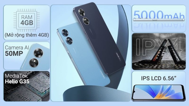 các loại điện thoại oppo dưới 3 triệu hiệu năng a17