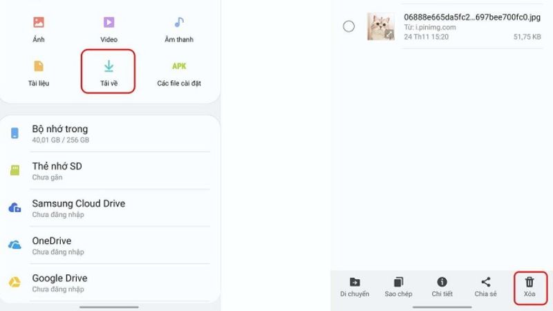 Dọn dẹp Thư mục đã Tải xuống