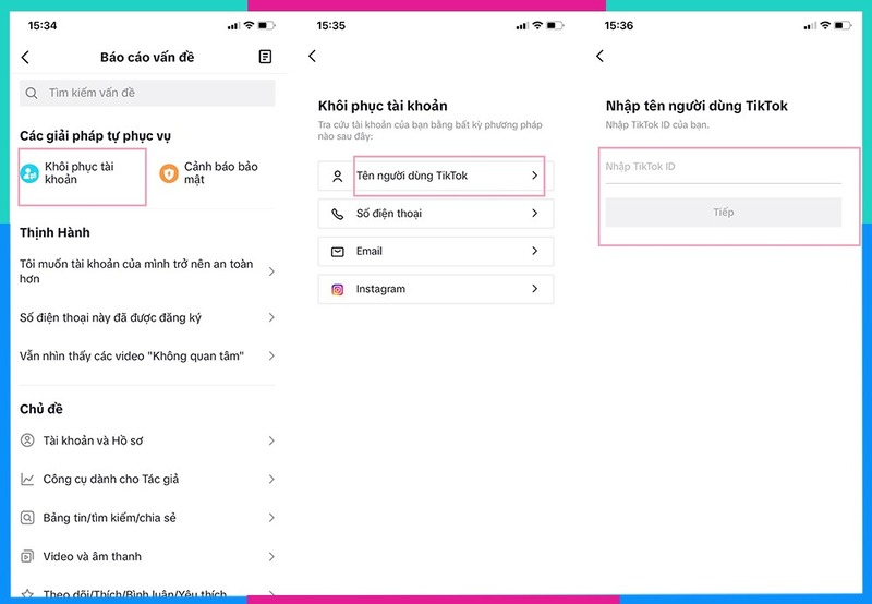 cách lấy lại nick tiktok cũ bằng id