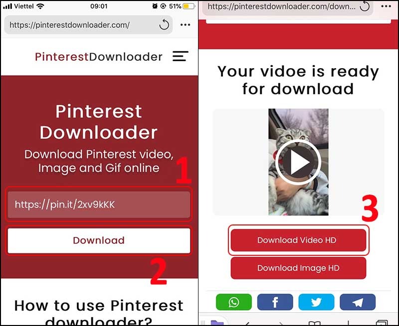 tải video pinterest về điện thoại