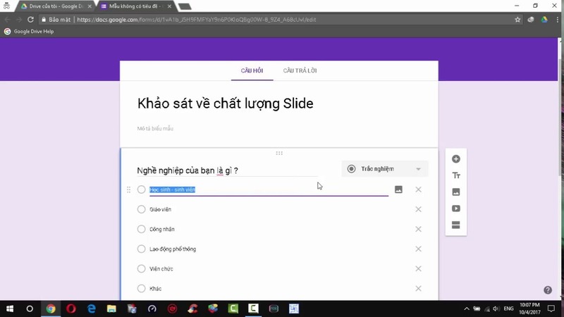 cách tạo khảo sát trên Google Form
