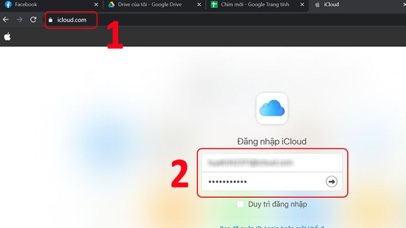 đăng nhập bằng icloud