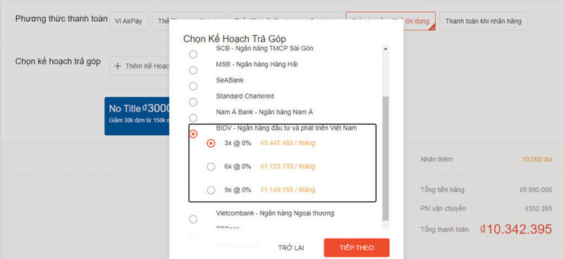 có nên mua trả góp trên Shopee