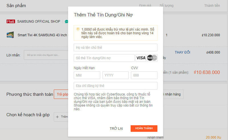 có nên mua trả góp trên Shopee