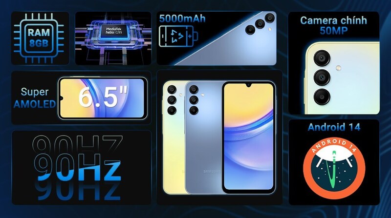 Galaxy A15 8GB 128GB - điện thoại Samsung giá 10 triệu