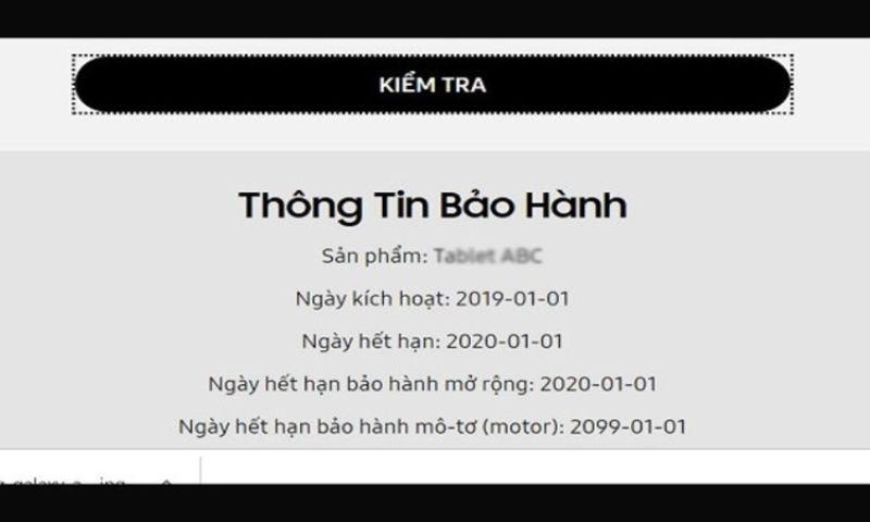 Bạn cũng có thể dễ dàng kiếm tra thông tin bảo hành trên thiết bị của bạn khi nhập các thông tin cần thiết