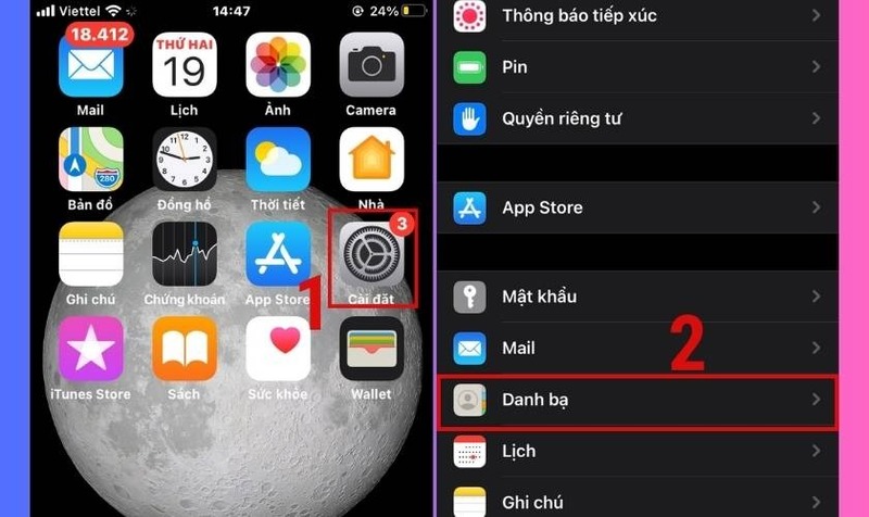 Lấy danh bạ từ gmail về iPhone