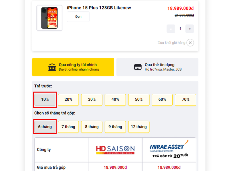 Trả góp qua công ty tài chính
