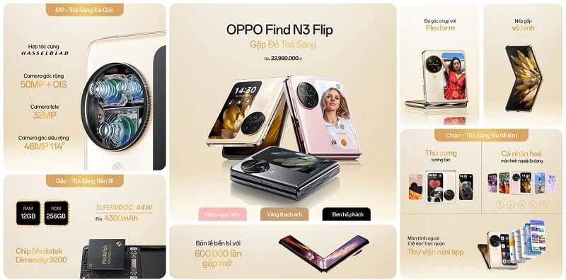 Kích thước và trọng lượng của Find N3 Flip là bao nhiêu?