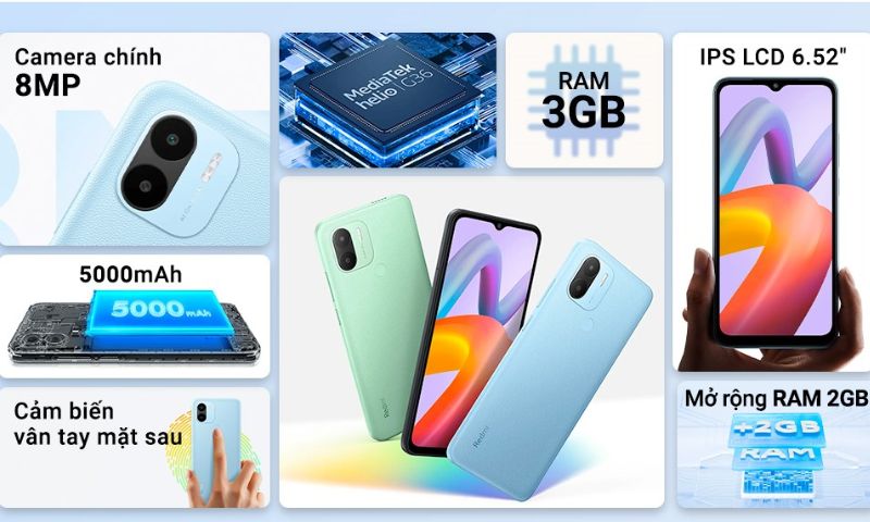 Xiaomi Redmi A2 với thiết kế nổi bật, nhiều màu sắc dễ dàng cho bạn lựa chọn