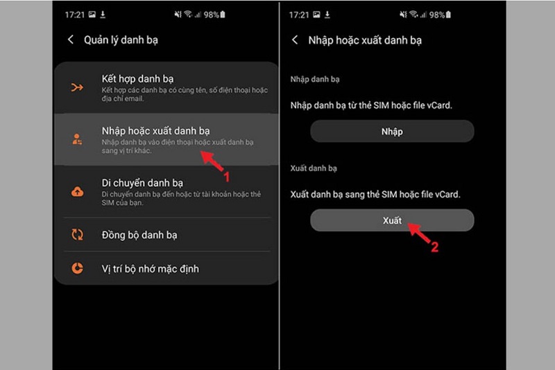 Sao chép danh bạ sang sim