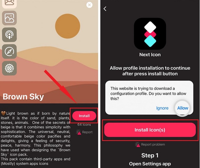Thay đổi icon ứng dụng bằng App next icon 